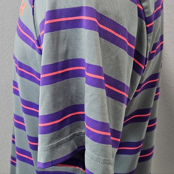 UnderArmour loose fit striped Polo men's medium - Picture 3 of 8
